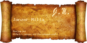 Janzer Milla névjegykártya